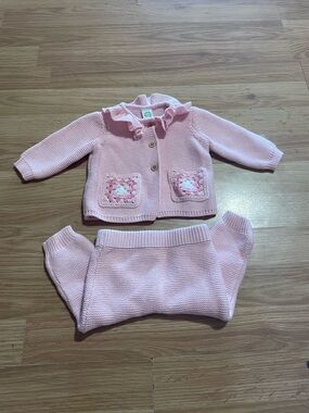 Little Me Soft Pink Knit Cardigan Set